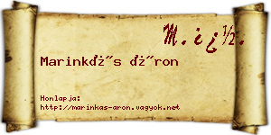 Marinkás Áron névjegykártya